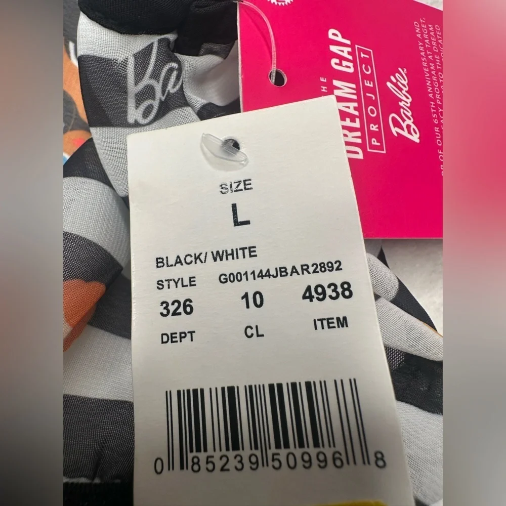 Girls' Barbie Character Dress White Black Kids Size Large (10/12)